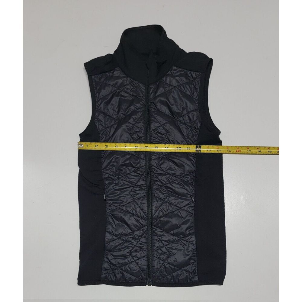 Athleta Quilted Vest Full Zip Puffer Front High Neck Black Womens XS